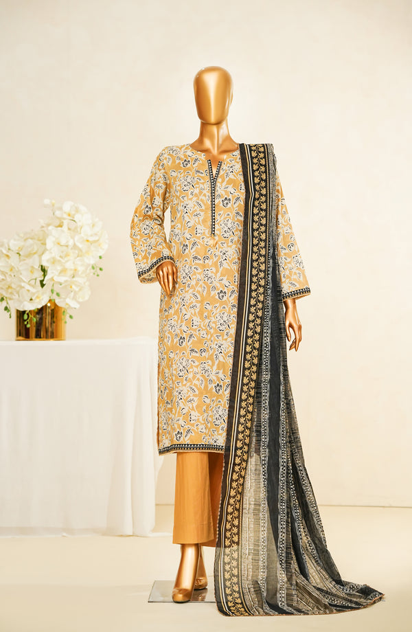 Nissa Floral by Amna Khadija Printed Cotton Cambric Stitched 3 Piece Suit - NF-09 - Orange - Casual Collection