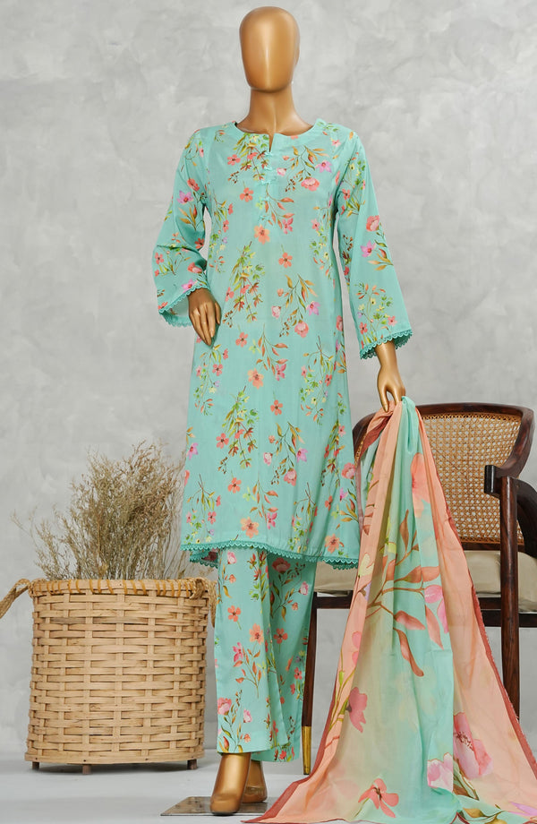 Nurgul by Amna Khadija Printed Lawn Stitched 3 Piece Suit - NPP-01 - AM25Nurgul - Blue - Summer Collection