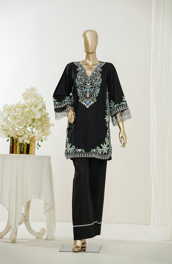 Nush Aira by Amna Khadija Embroidered Cotton Stitched 2 Piece Co-ord Set - AKPNA-10 - AKP26AANK - Black - Summer Collection