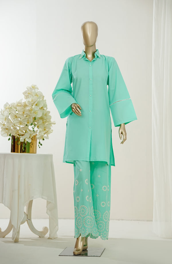 Nush Aira by Amna Khadija Embroidered Cotton Stitched 2 Piece Co-ord Set - AKPNA-13 - AKP26AANK - Sea Green - Summer Collection