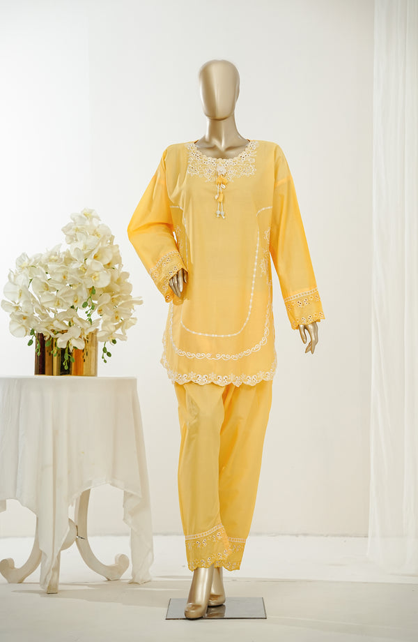 Nush Aira by Amna Khadija Embroidered Cotton Stitched 2 Piece Co-ord Set - AKPNA-08 - AKP26AANK - Yellow - Summer Collection