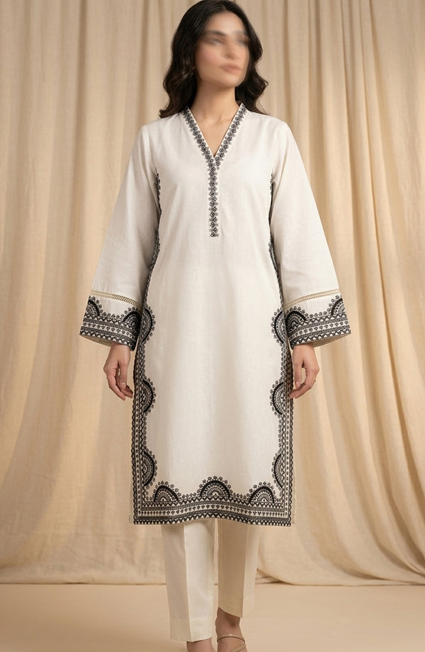Naqsh by Amna Khadija Embroidered Cotton Stitched 2 Piece Suit - AKPN-01 - AKP26NQD - White - Summer Collection