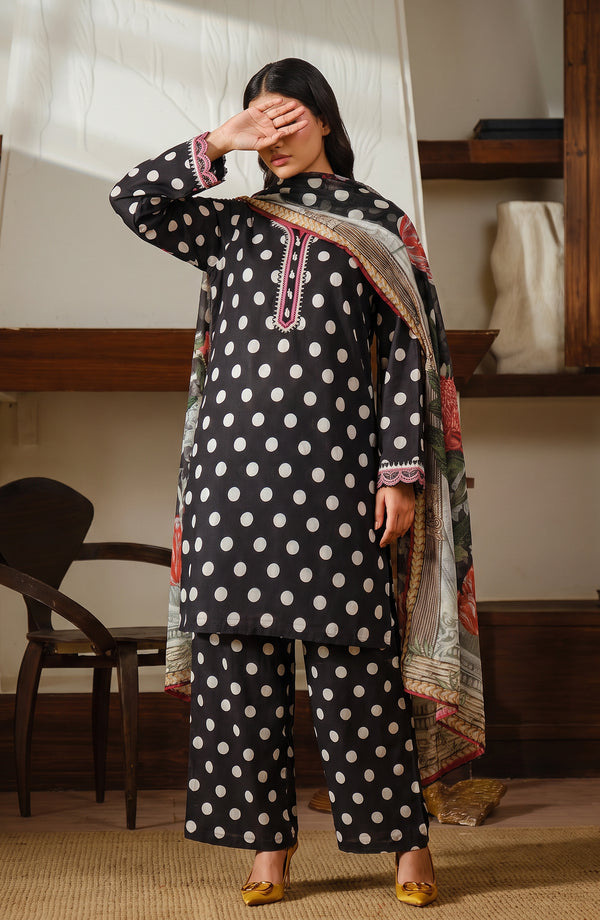 Narmin Embroidered Lawn Stitched 3 Piece Suit - AKN-03 - AM26NMN - Black - Summer Collection