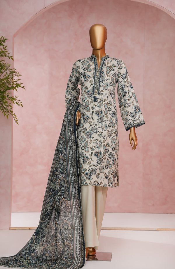 Nissa Floral by Amna Khadija Printed Cotton Cambric Stitched 3 Piece Suit - NF-06 - AM25NISS - Fawn - Casual Collection