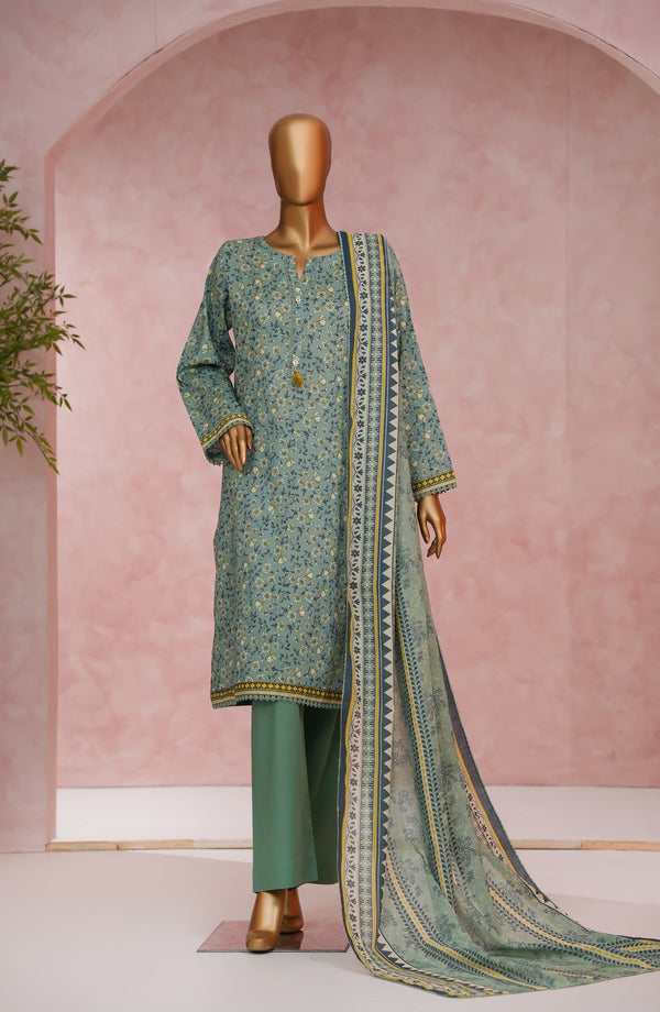 Nissa Floral by Amna Khadija Printed Cotton Cambric Stitched 3 Piece Suit - NF-05 - AM25NISS - Green - Casual Collection