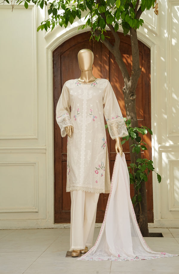 Noor e Sumaika by Amna Khadija Embroidered Lawn Stitched 3 Piece Suit - AKPNS-03 - AKP26NRSK - Peach - Summer Collection