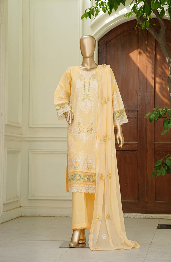 Noor e Sumaika by Amna Khadija Embroidered Lawn Stitched 3 Piece Suit - AKPNS-04 - AKP26NRSK - Yellow - Summer Collection