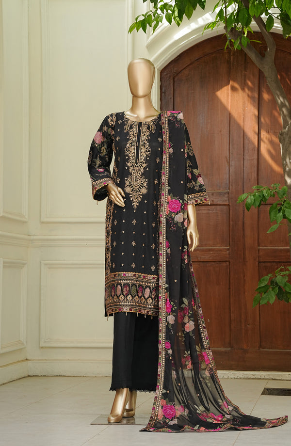 Noor e Sumaika by Amna Khadija Embroidered Lawn Stitched 3 Piece Suit - AKPNS-05 - AKP26NRSK - Black - Summer Collection