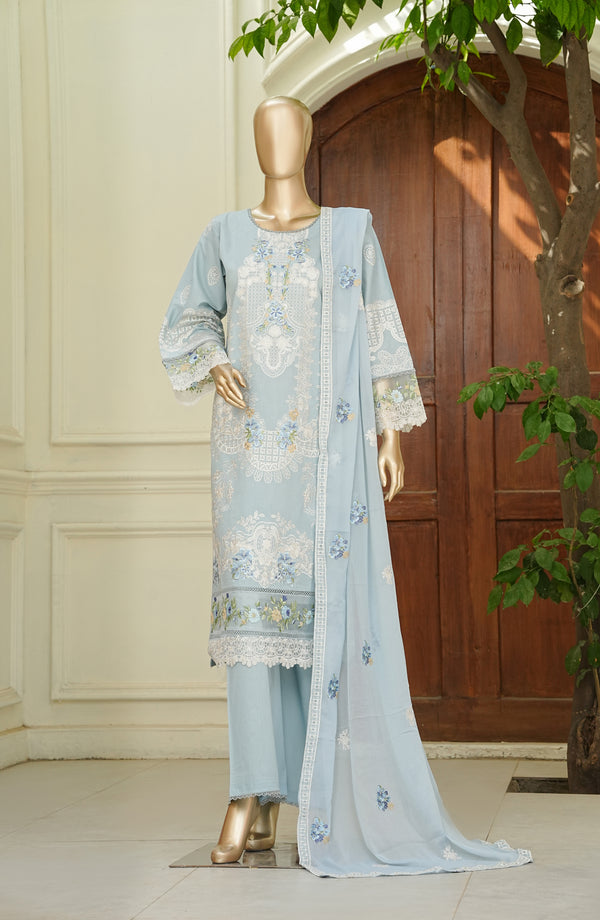 Noor e Sumaika by Amna Khadija Embroidered Lawn Stitched 3 Piece Suit - AKPNS-07 - AKP26NRSK - Blue - Summer Collection