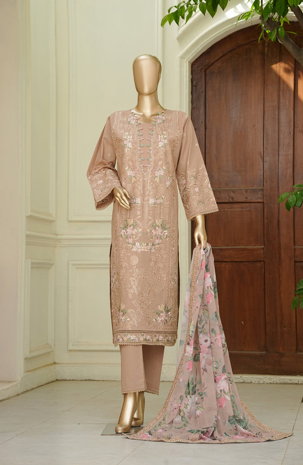 Noor e Sumaika by Amna Khadija Embroidered Lawn Stitched 3 Piece Suit - AKPNS-08 - AKP26NRSK - Peach - Summer Collection