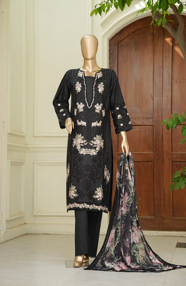 Noor e Sumaika by Amna Khadija Embroidered Lawn Stitched 3 Piece Suit - AKPNS-09 - AKP26NRSK - Black - Summer Collection