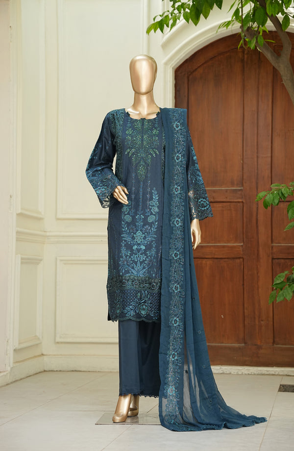 Noor e Sumaika by Amna Khadija Embroidered Lawn Stitched 3 Piece Suit - AKPNS-11 - AKP26NRSK - Blue - Summer Collection