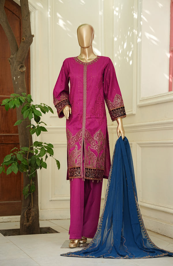 Noor e Sumaika by Amna Khadija Embroidered Lawn Stitched 3 Piece Suit - AKPNS-12 - AKP26NRSK - Pink - Summer Collection