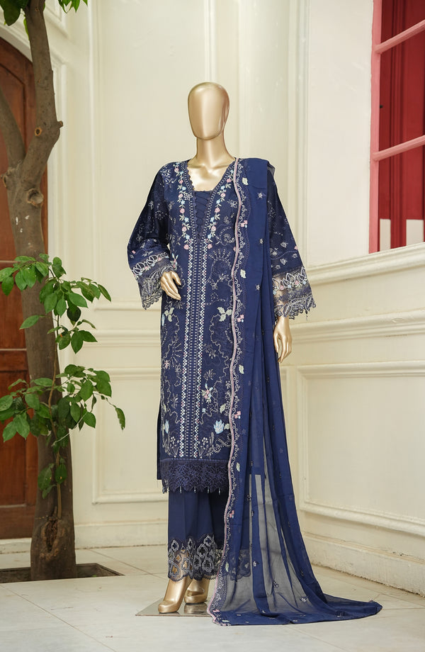 Noor e Sumaika by Amna Khadija Embroidered Lawn Stitched 3 Piece Suit - AKPNS-14 - AKP26NRSK - Blue - Summer Collection