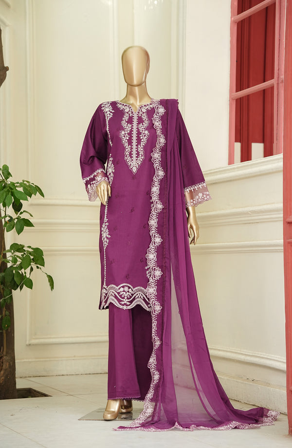 Noor e Sumaika by Amna Khadija Embroidered Lawn Stitched 3 Piece Suit - AKPNS-16 - AKP26NRSK - Purple - Summer Collection