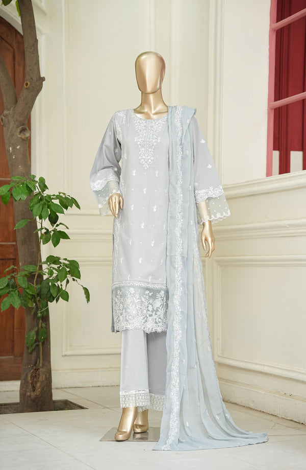Noor e Sumaika by Amna Khadija Embroidered Lawn Stitched 3 Piece Suit - AKPNS-18 - AKP26NRSK - Blue - Summer Collection