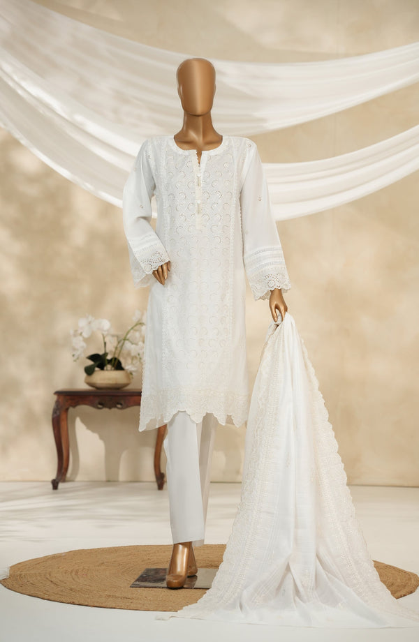 Nur Mahal by Amna Khadija Embroidered Cotton Stitched 3 Piece Suit - NM-04 - AM25NUMH - White - Summer Collection