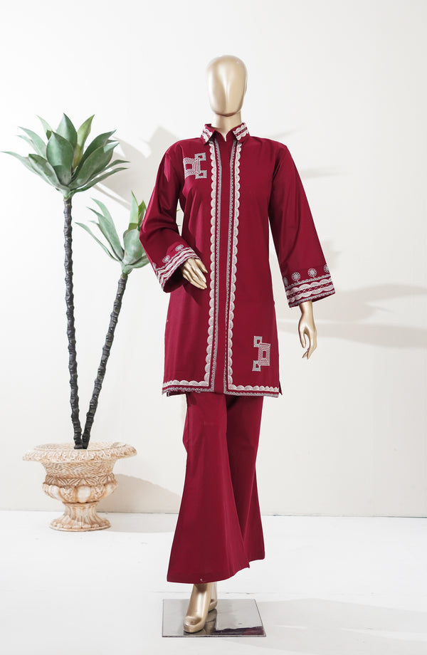 Nurezeh by Amna Khadija Embroidered Cotton Stitched 2 Piece Suit - AKPN-02 - AKP26NRZH - Red - Summer Collection