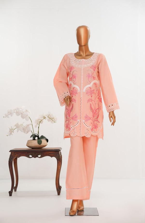 Nush Aira by Amna Khadija Embroidered Cotton Stitched 2 Piece Co ord Sets - AKNA-06 - AM25NSHR - Pink - Luxury Collection