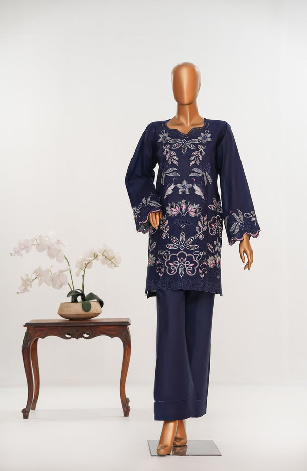 Nush Aira by Amna Khadija Embroidered Cotton Stitched 2 Piece Co ord Sets - AKNA-05 - AM25NSHR - Blue - Luxury Collection