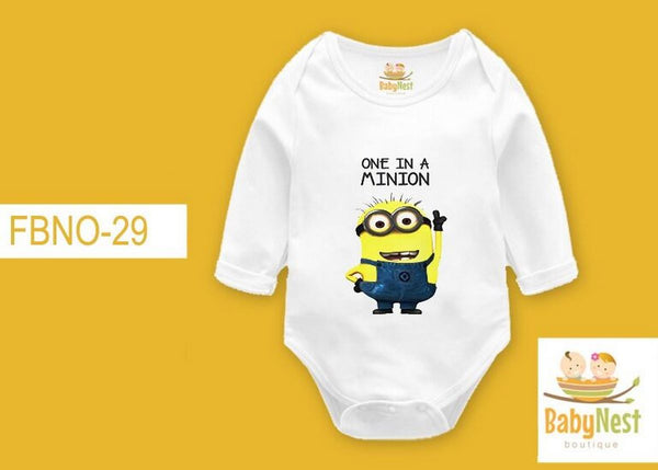 Rompers By Baby Nest ONE INA MINION – (White) RBT FBNO-29-Full Sleeves Onesie