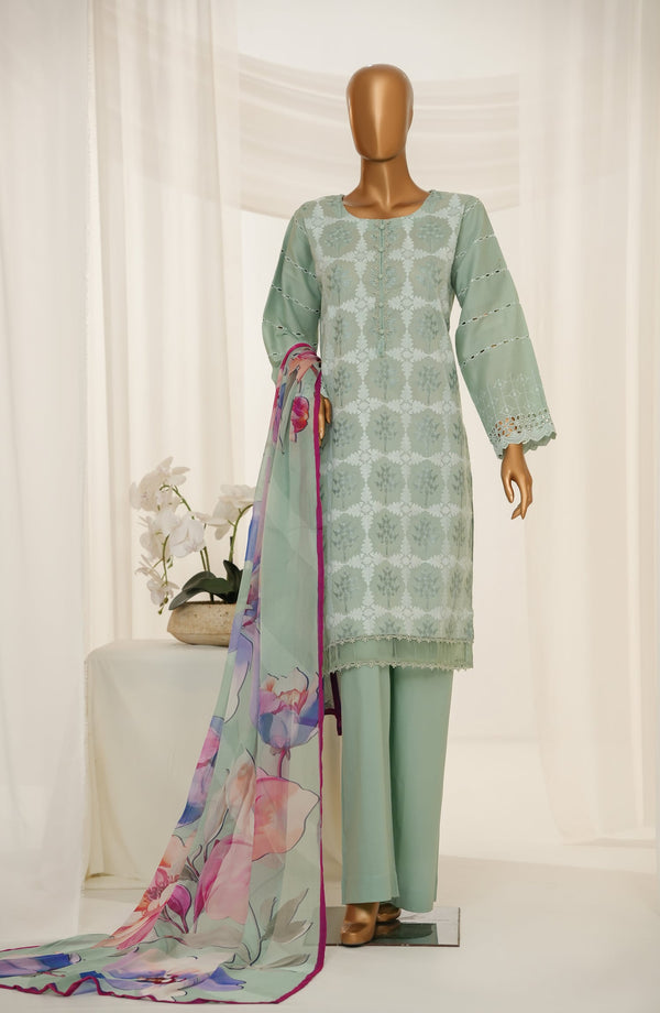 Onaya by Amna Khadija Embroidered Cotton Stitched 3 Piece Suit - Design-04 - AM25ONYA - Green - Luxury Collection