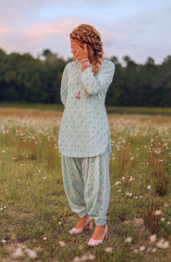 Parchhai Printed Cotton Stitched 2 Piece Co-ord Set - PMD-06M - PRCH26 - Pista Green - Summer Collection
