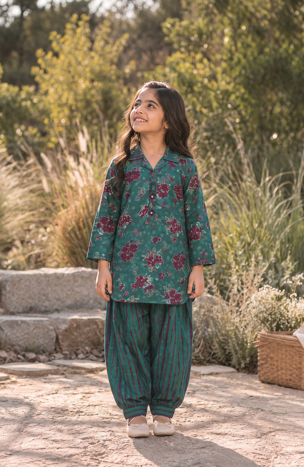 Parchhai Printed Cotton Stitched 2 Piece Co-ord Set - PMD-11D - PRCH26 - Green - Summer Collection