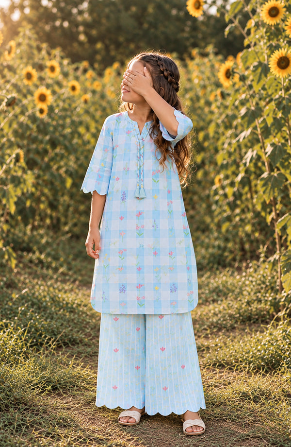 Parchhai Printed Cotton Stitched 2 Piece Co-ord Set - PMD-17D - PRCH26 - Blue - Summer Collection
