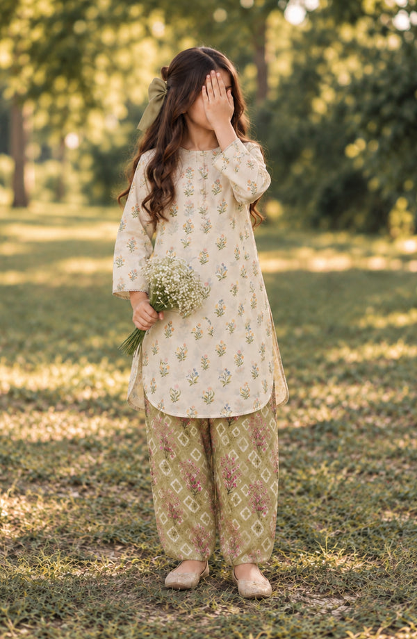 Parchhai Printed Cotton Stitched 2 Piece Co-ord Set - PMD-19D - PRCH26 - Fawn - Summer Collection