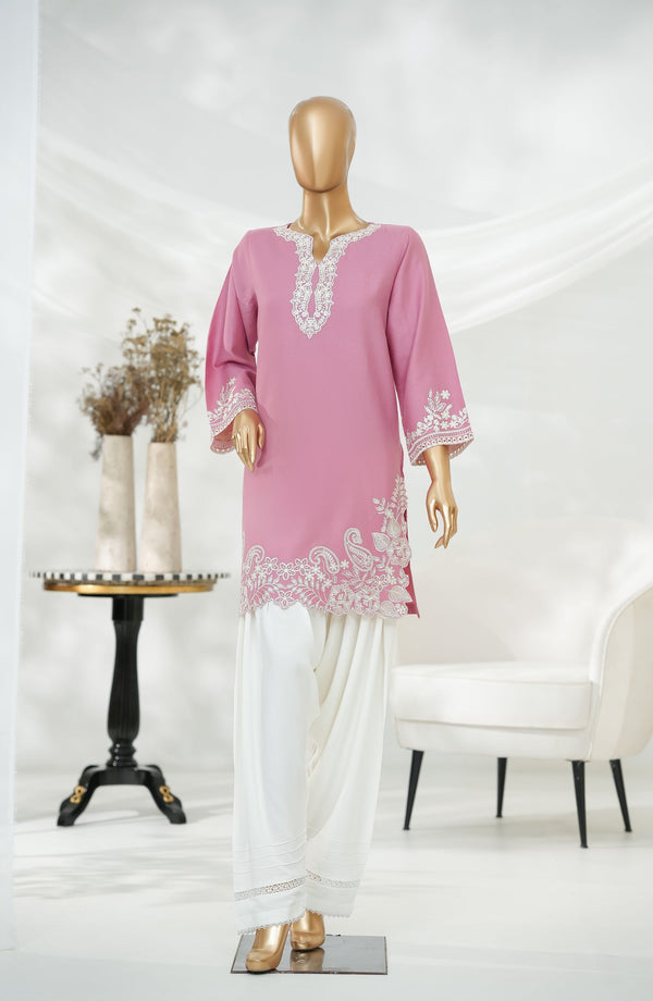 Passu by Amna Khadija Embroidered Fancy Jacquard Stitched Top - PET-04 - AM25PSU - Pink - Casual Collection