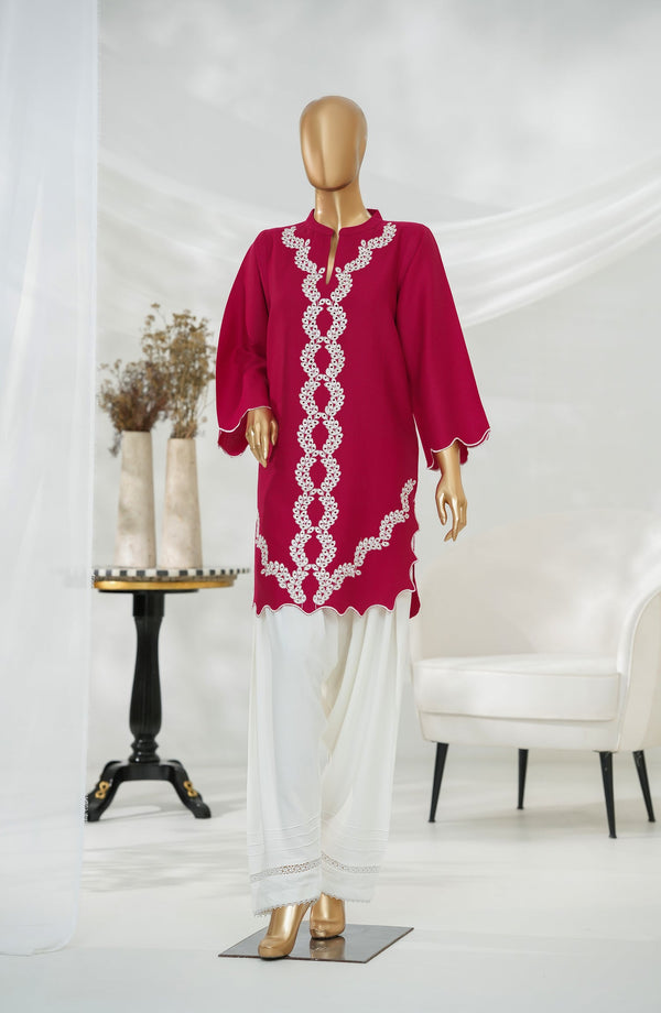 Passu by Amna Khadija Embroidered Fancy Jacquard Stitched Top - PET-03 - AM25PSU - Red - Casual Collection