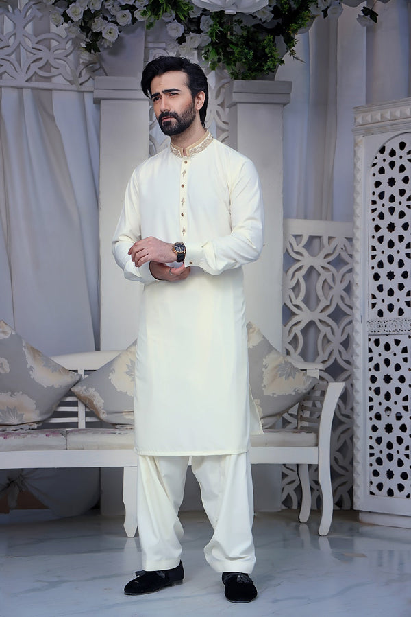 TGM Kameez Shalwar Suit Eid Collection Pearl Cream