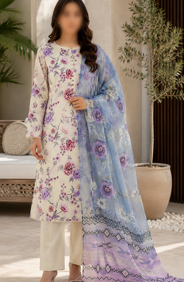 Phoolkari by Amna Khadija Printed Lawn Stitched 3 Piece Suit - AKPKP-04 - AKP26APKP - Blue - Summer Collection