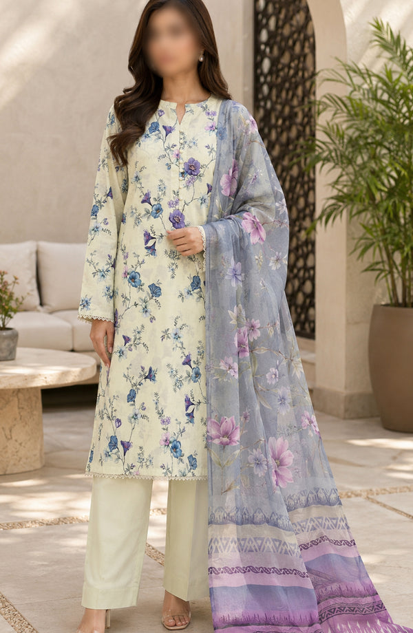 Phoolkari by Amna Khadija Printed Lawn Stitched 3 Piece Suit - AKPKP-08 - AKP26APKP - Blue - Summer Collection