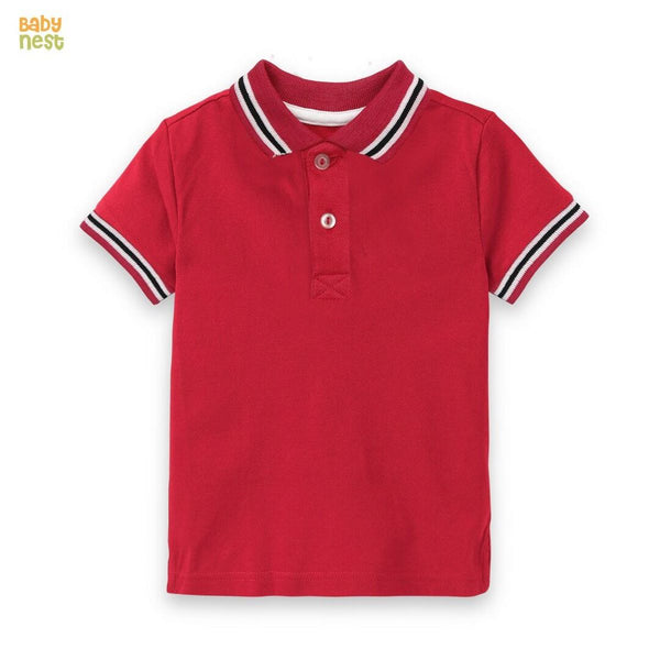 Baby Nest T-Shirts For Kids Pique Polo T-Shirt For Kids -Darkpink Sbt-378