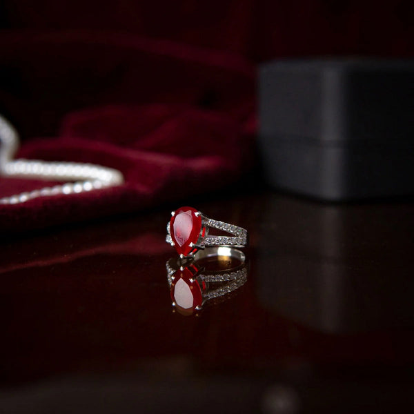 YKL Jewellers Ring Collection RUBY TEAR DROP RING