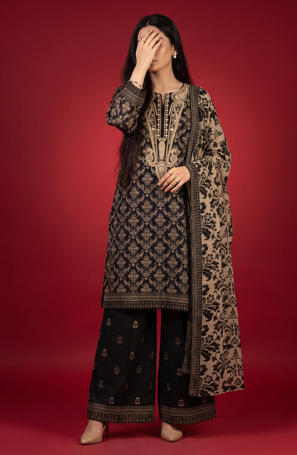 Rang e Bahar Embroidered Lawn Stitched 3 Piece Suit - RNB-02 - RNB26 - BLack - Summer Collection