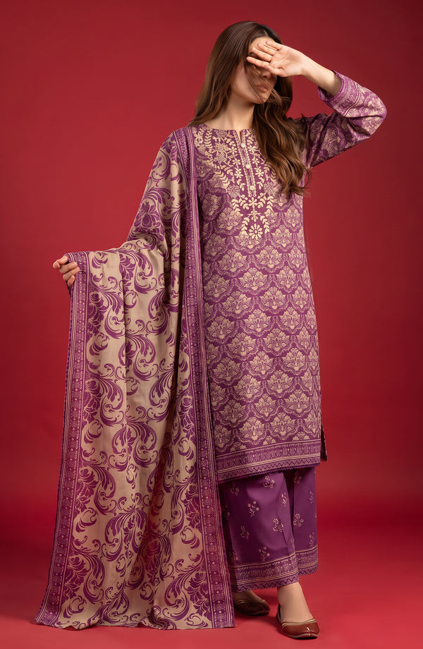 Rang e Bahar Embroidered Lawn Stitched 3 Piece Suit - RNB-04 - RNB26 - Purple - Summer Collection
