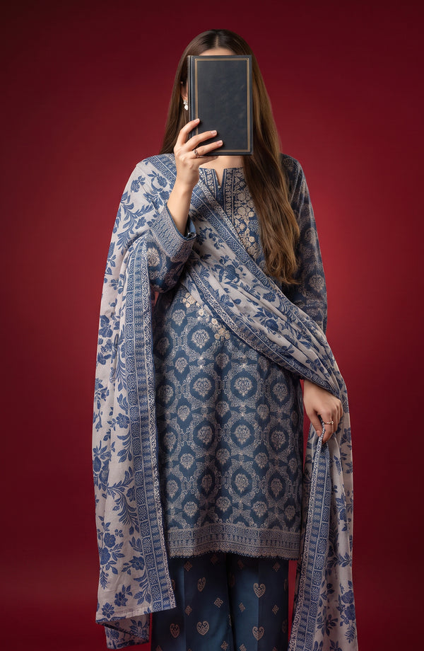 Rang e Bahar Embroidered Lawn Stitched 3 Piece Suit - RNB-06 - RNB26 - Blue - Summer Collection
