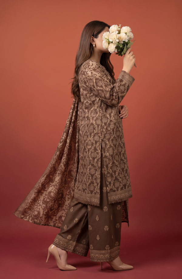 Rang e Bahar Embroidered Lawn Stitched 3 Piece Suit - RNB-08 - RNB26 - Brown - Summer Collection