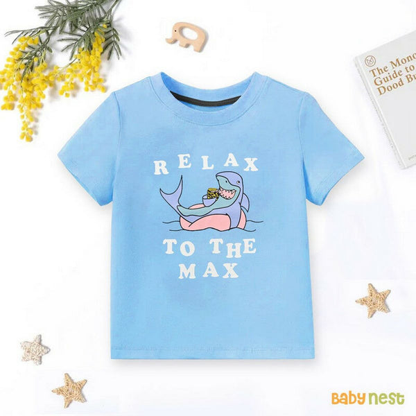 Baby Nest T-Shirts For Kids Relax Shark Half Sleeves T-shirt For Kids – Blue – SBT-343