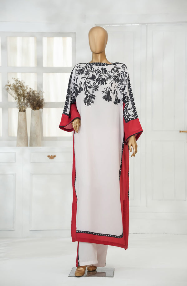 Rhythm by Amna Khadija Printed Poly Swiss Cambric Stitched 2 Piece Suit - AKR-04 - AM25KHD - White - Summer Collection