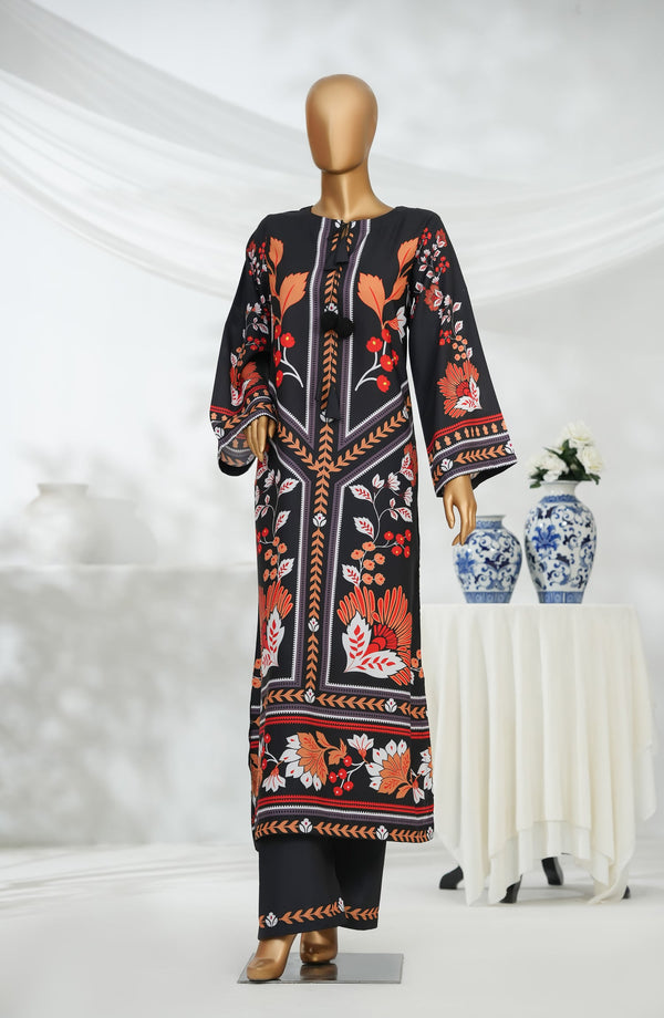 Rhythm by Amna Khadija Digital Printed Poly Swiss Cambric Stitched 2 Piece Suit - AKR-01 - AM25RTHM - Black - Summer Collection