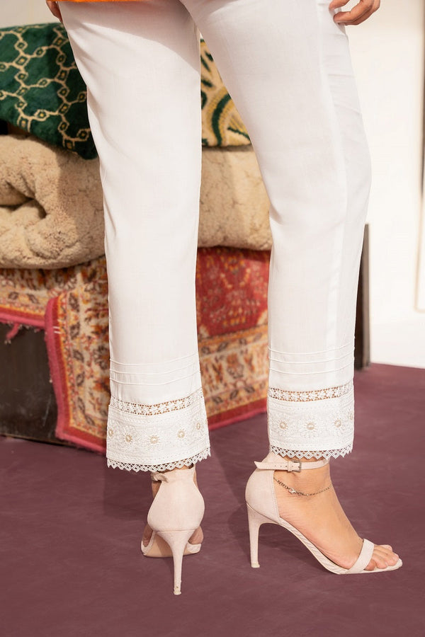 Trendy Bottoms by Amna Khadija Vol 02 SEQ Bosky Trouser White