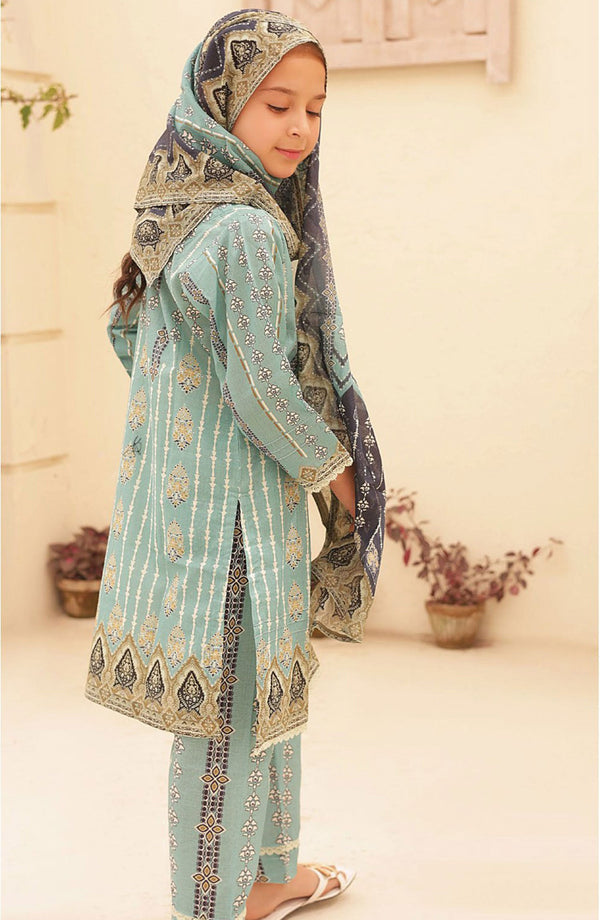 Shifa Kids Printed Lawn Stitched Collection Vol 05 SH 2425 K Seafoam