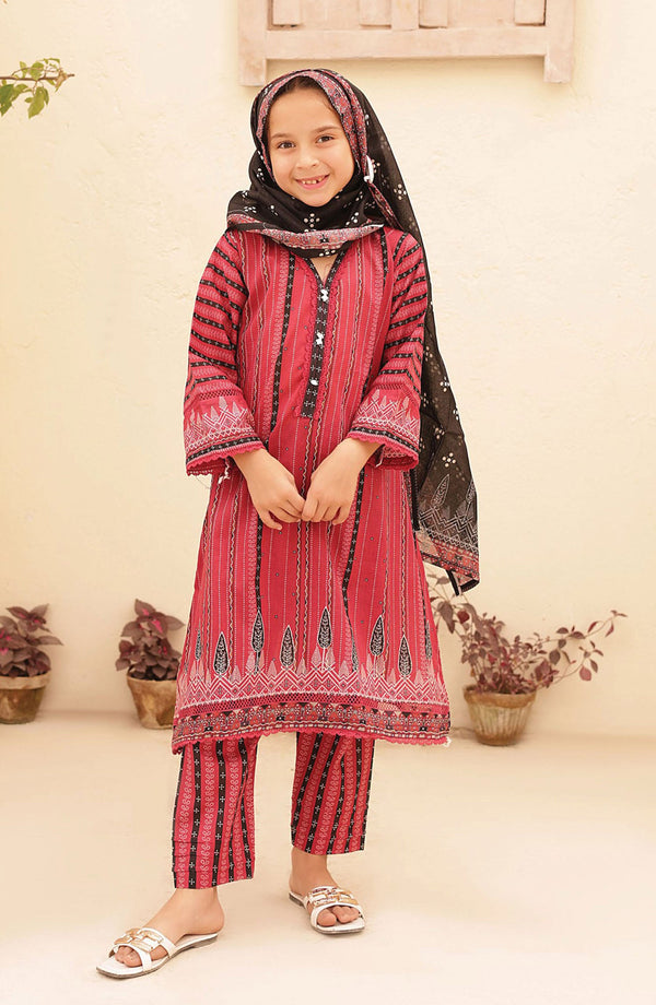 Shifa Kids Printed Lawn Stitched Collection Vol 05 SH 2428 K Burgundy