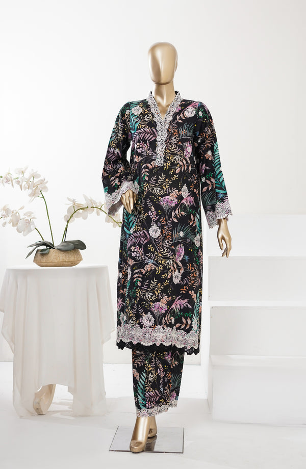 Summer Essentials by Amna Khadija Embroidered Lawn Stitched 2 Piece Suit - AKPSE-08 - AKP26SRESN - Black - Summer Collection