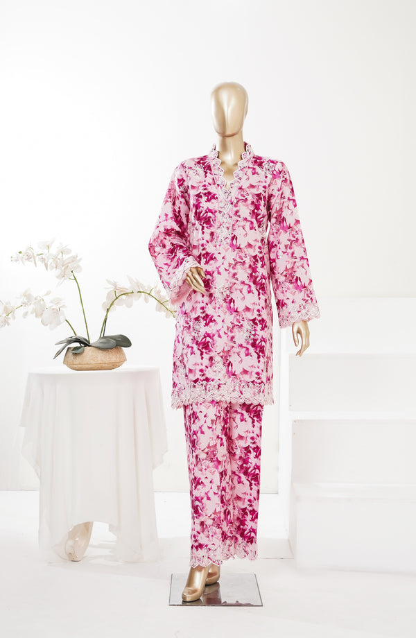 Summer Essentials by Amna Khadija Embroidered Lawn Stitched 2 Piece Suit - AKPSE-06 - AKP26SRESN - Pink - Summer Collection