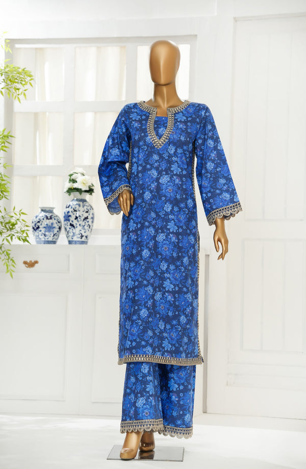 Sehar Zaira by Amna Khadija Printed & Embroidered Cotton Cambric Stitched Co ord Sets - SZCS-02 - AM25ZAI - Blue - Luxury Collection